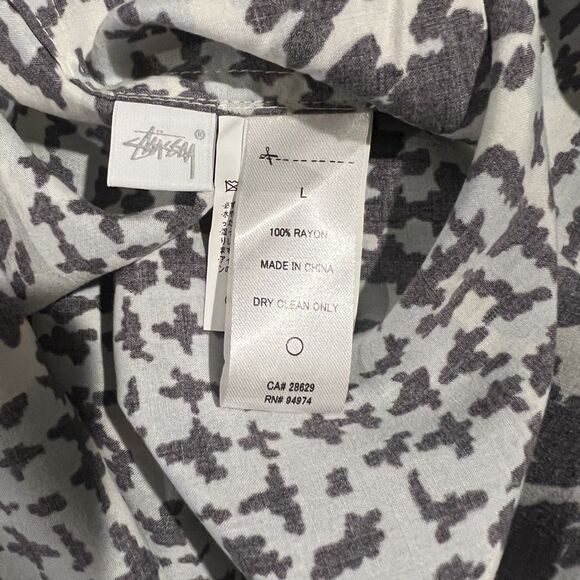 Stussy (Japan) - Hand Drawn Houndstooth SS Shirt (#1110150) -  Off White, Black - Picture 9 of 9